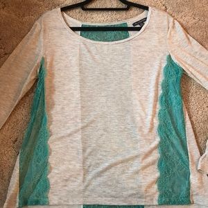Sea foam Green Lace Cutout Top
